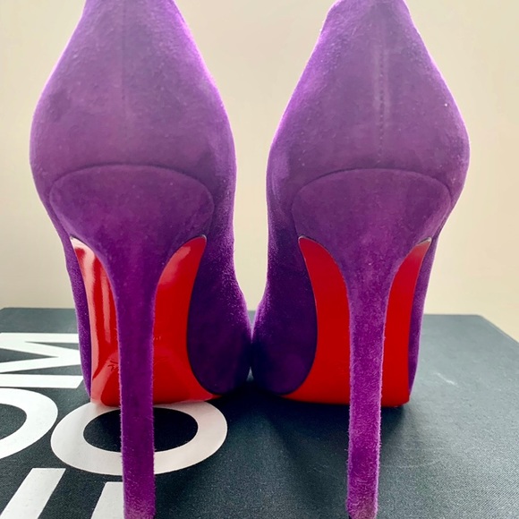 Christian Louboutin Purple Suede Peep Toe Pump - Picture 5 of 8